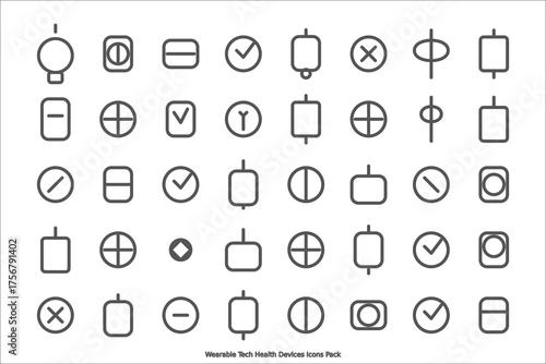 Wearable Tech  Health Devices Line Icons Pack – 40 Minimalist Outline Symbols