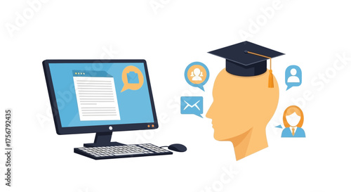 Online Education Digital Learning and Graduation Concepts
