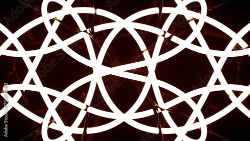 Intricate Luminous Lines Forming a Sacred Geometry Symbol.
