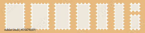 Set of postage stamps. border. stamps. blank postage stamp borders. postcards or letter retro style paper. Postage stamp frames vector illustration.