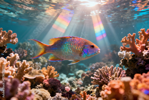 Wallpaper Mural Vibrant Coral Reef Fish Under Sunbeams A Colorful Underwater Scene Torontodigital.ca