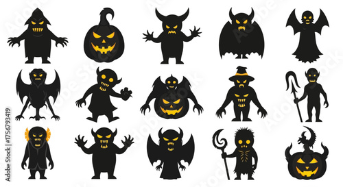 Spooky Silhouette Characters A Collection of Halloween Monsters and Ghoulish Figures