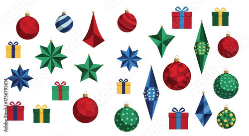 Festive Christmas Ornaments Colorful Decorations for Holiday Season