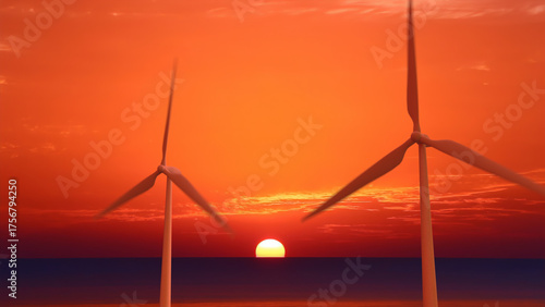 Wind turbines on open farmland capture renewable energy at sunset demonstrating green technology and ecofriendly electricity solutions that support sustainable development goals