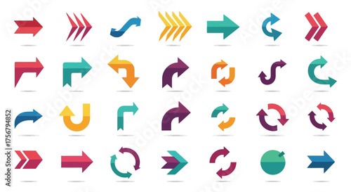 Collection of Diverse Arrow Icons and Symbols in Various Styles.