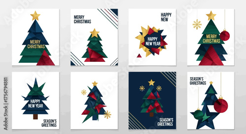Christmas card collection featuring festive trees and holiday greetings.