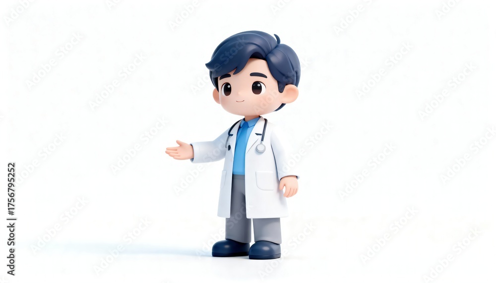 Fototapeta premium Cartoon doctor offering hand