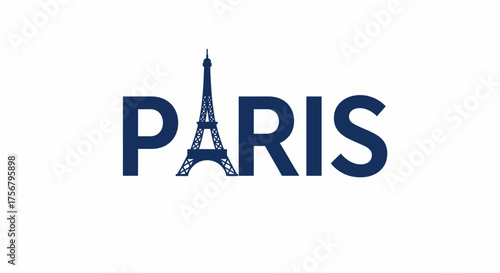 Eiffel tower integrated into the word paris a memorable symbol of french culture and romance isolated on white background