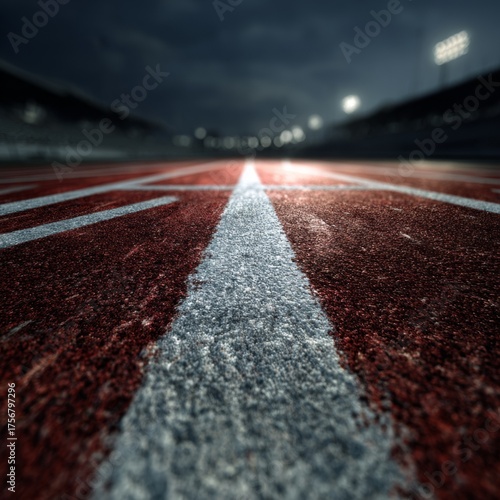 Close-Up View of Athletic Track with Focus on Starting Line