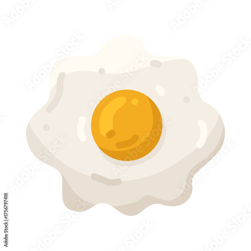 Illustration of fried egg with bright orange yolk
