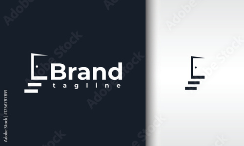 Minimalist Open Door Steps Logo Design