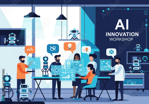 Conceptual illustration of teamwork communication and technological concepts