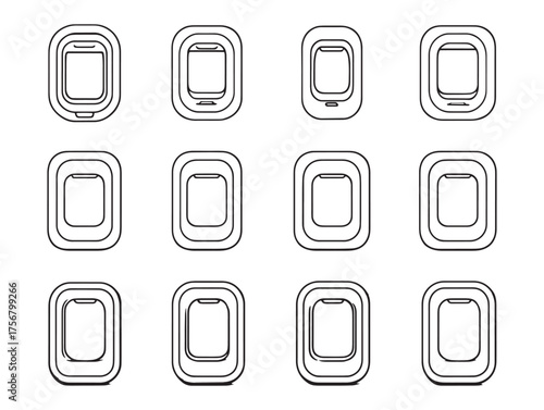 Airplane Window Line Art Captures View