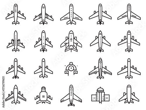 Airplane Takeoff Line Art Morning Flight