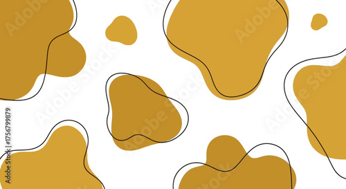 Abstract organic shapes pattern with mustard yellow and white.