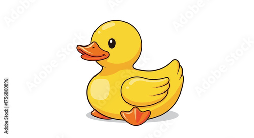 Cute yellow rubber ducky toy sitting ready for bath time fun.