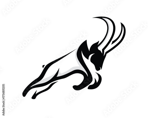 Jumping Bighorn Sheep visualized with Silhouette Style