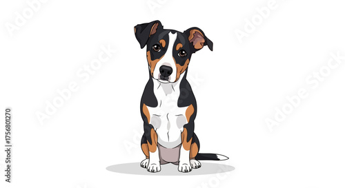 Cute Appenzeller Sennenhund dog sitting cartoon illustration.