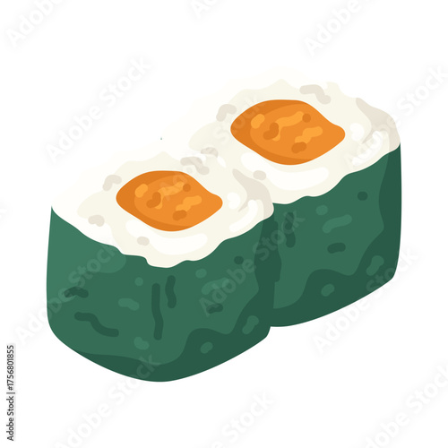 Illustration of Two Salmon Sushi Rolls