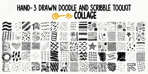 Vast collection of hand drawn doodle and scribble textures and patterns collage toolkit