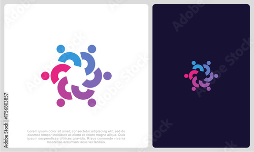 Abstract people colorful logo icon design minimal style illustration. community logo icon vector isolated.	
