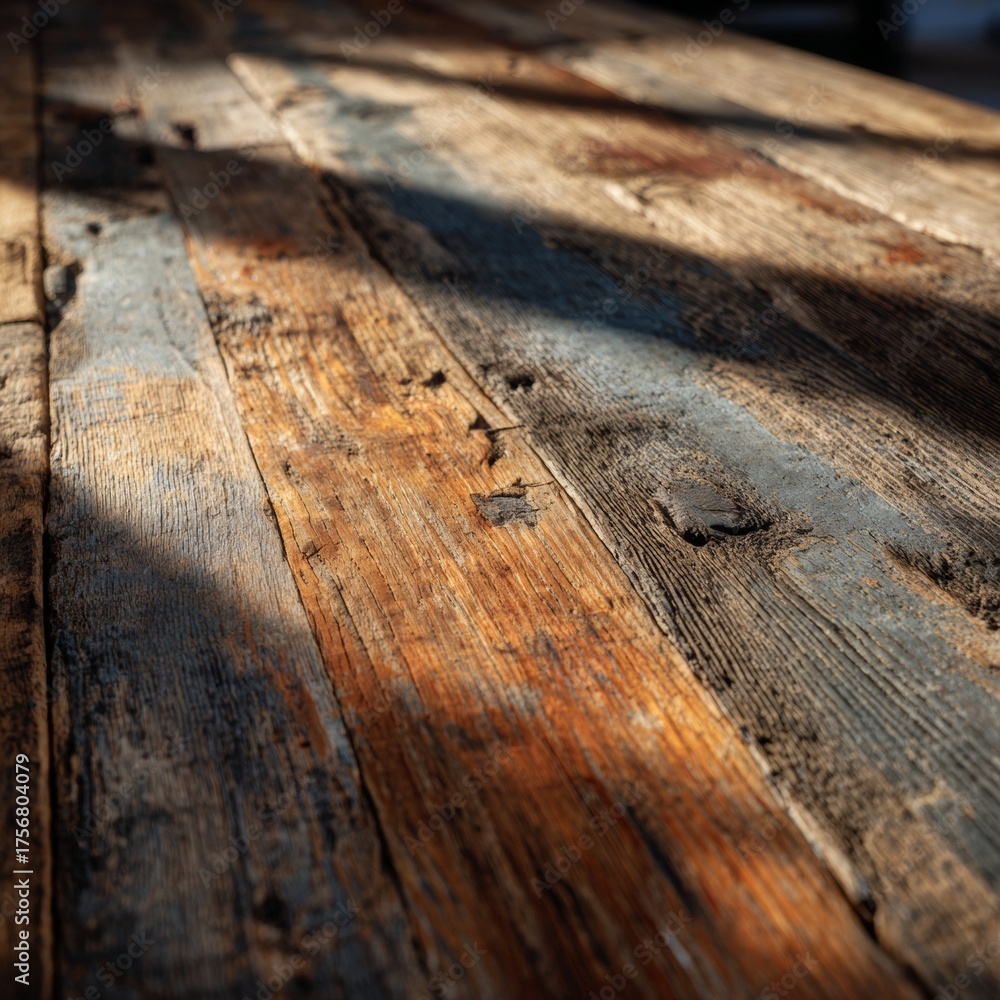 Obraz premium Rustic Wooden Table Surface with Unique Textures and Patterns