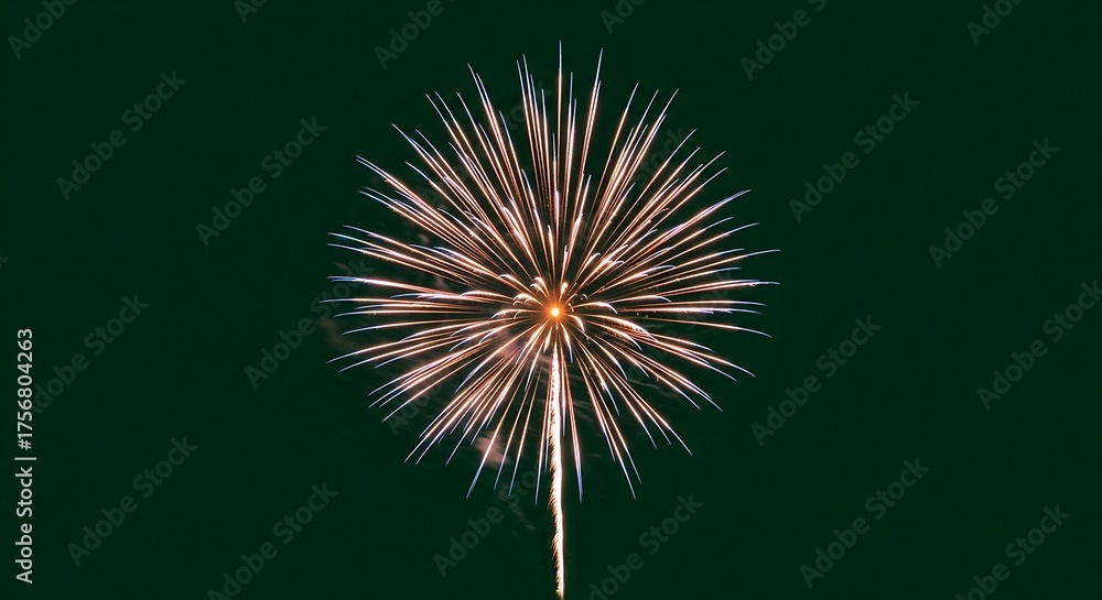 Fototapeta premium Fireworks Exploding in Night Sky with Golden Sparks