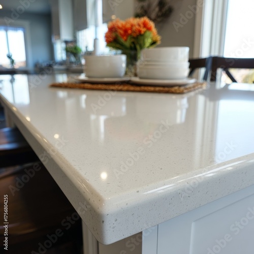 Bright and Modern Kitchen Countertop with Decorated Table Setting