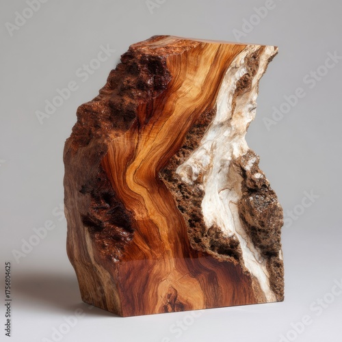 Unique Abstract Wood Sculpture with Rich Textures and Warm Tones