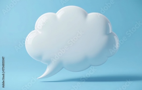 3D cloud-shaped chat bubble on light blue background, symbolizing imagination, dreams, and cloud communication.
