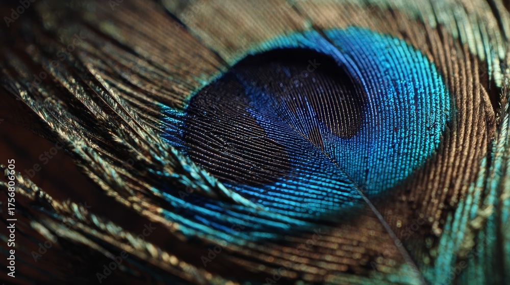 Fototapeta premium Macro Photo Closeup Peacock Feather Details