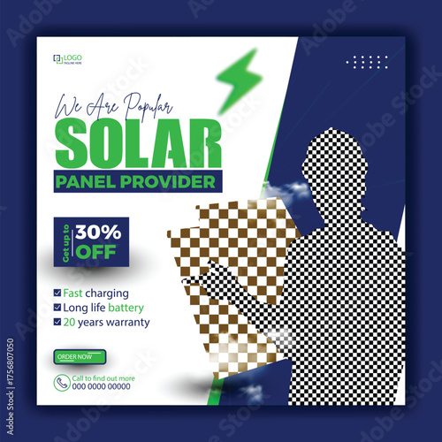 Solar energy panel and power saving advertising ads social media post  and poster design