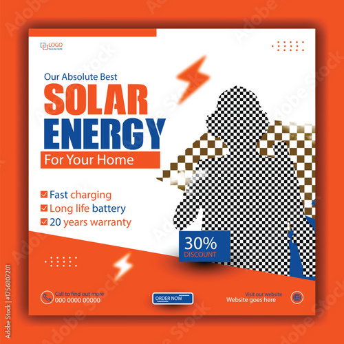 Solar energy panel and power saving advertising ads social media post  and poster design