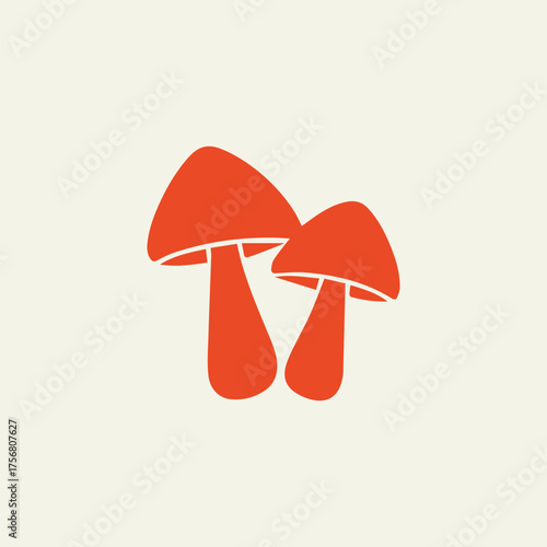 Minimal Vector Mushroom Logo Design – Modern Organic Food Symbol, Simple Forest Fungi Icon, Elegant Nature Illustration for Branding, Vegan Restaurant Identity