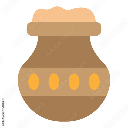 Clay Jar Vector Flat Icon Design