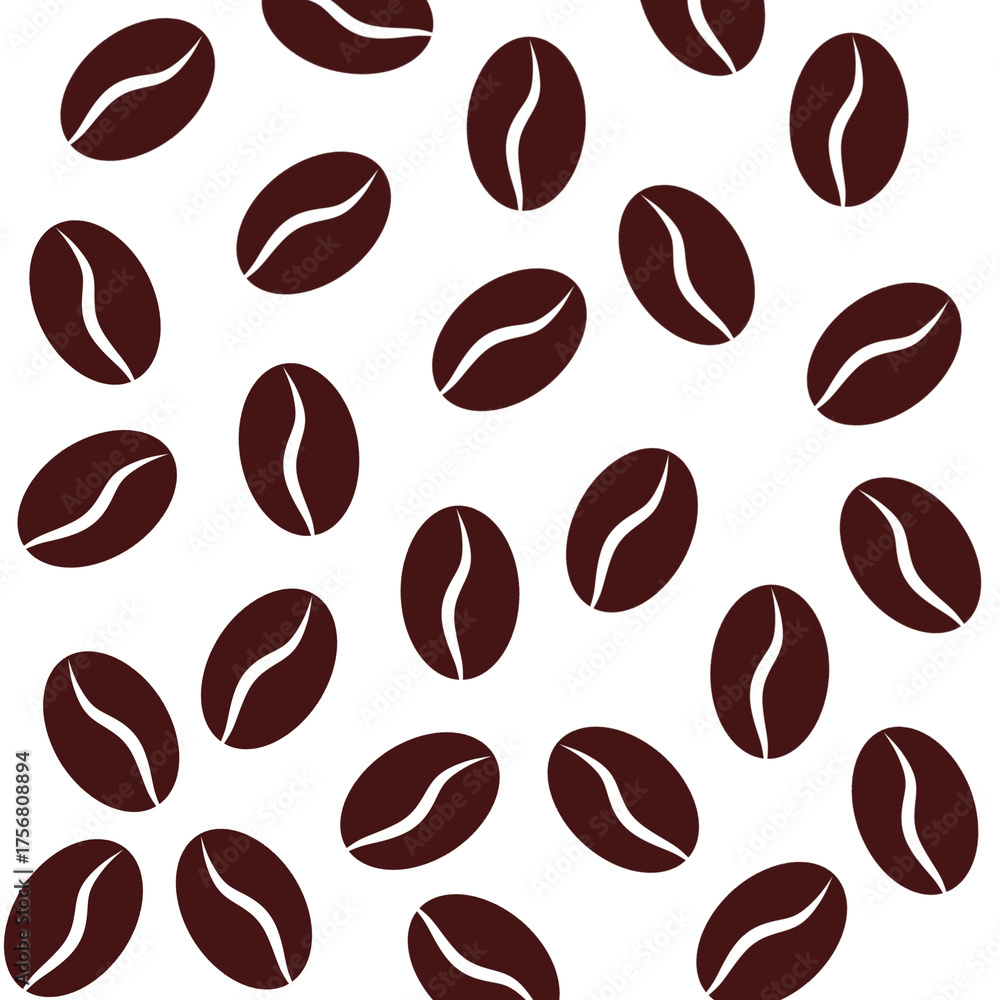 Fototapeta premium Coffee beans pattern background. Seamless coffee beans background pattern.