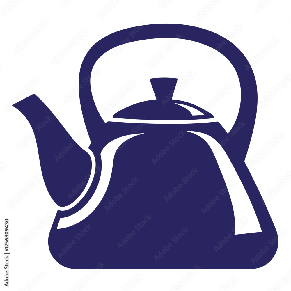 Obraz premium Simple and stylish blue teapot illustration isolated on white background for tea concepts