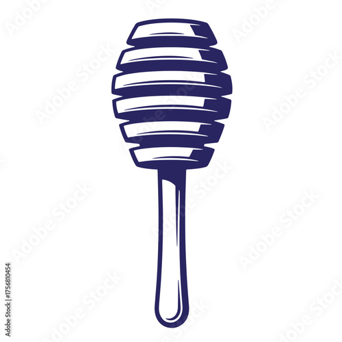 Elegant dark blue vector illustration of a classic honey dipper with clean lines