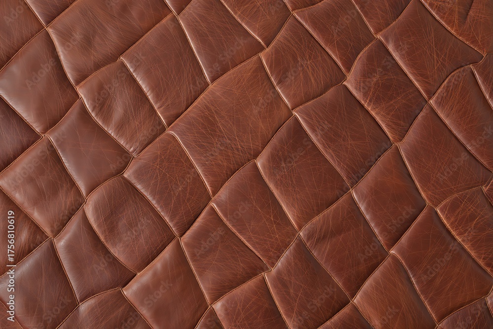 Obraz premium Close up of textured brown leather with a diamond pattern