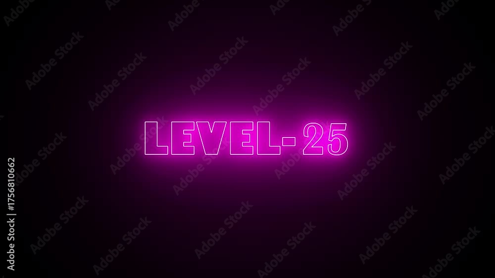 Glowing purple color text Level 25 on the black background. level 25 ...
