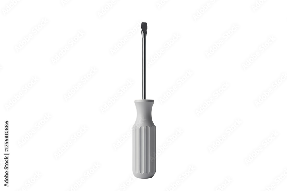 Obraz premium A single white screwdriver with a flathead tip isolated on transparent background