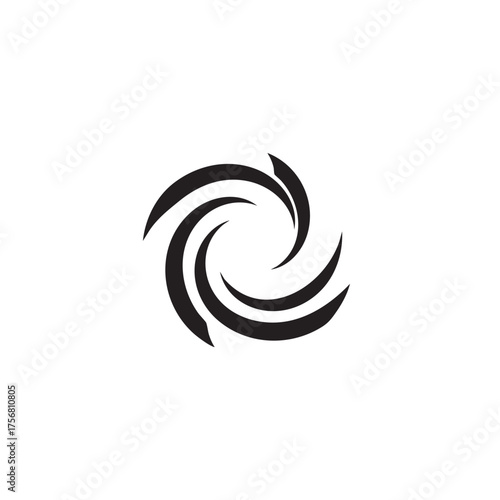 Abstract Swirling Black Lines Forming a Vortex or Cyclone Shape