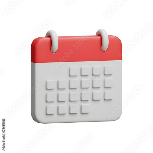 3D calendar with red top and date boxes