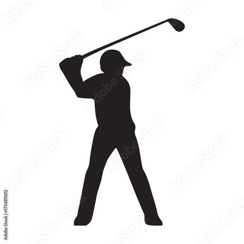 golf player pose silhouette vector