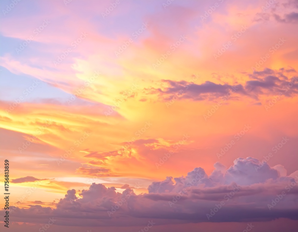 Fototapeta premium Vibrant sunset with colorful clouds
