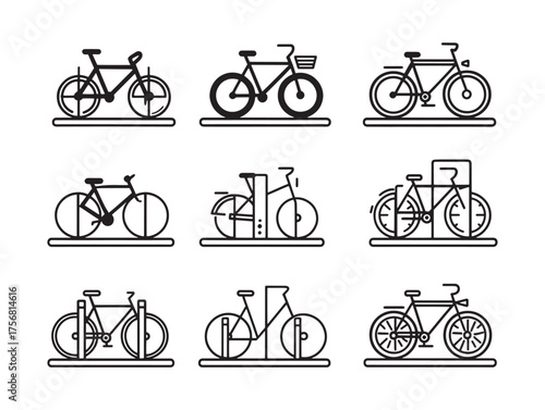 Bicycle Parking Stand Line Art Design Ideas