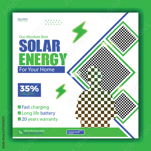 solar energy social media post, banner design, suitable for Solar panel maintenance repair services banner or poster design