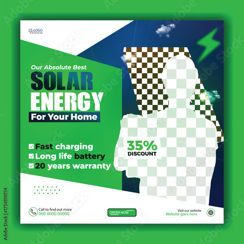 solar energy social media post, banner design, suitable for Solar panel maintenance repair services banner or poster design