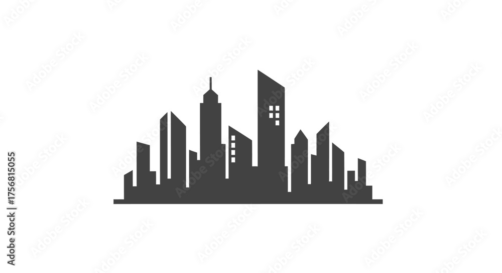 Obraz premium A monochrome city skyline silhouette with modern architectural design in an urban scape offering