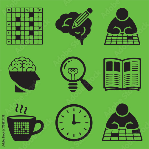 crossword puzzle vector art icons packs silhouette 9 sampol disign black and white backgrount icon set 